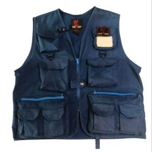 Eagle Claw Men's Vest Blue Multi-Pocket Fishing Sporting Vest L / XL